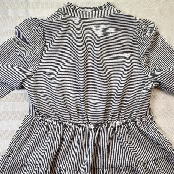 Monteau Baby Doll Vertical Stripe 3/4 Sleeve Top Size S Seersucker Black/White - Picture 11 of 12